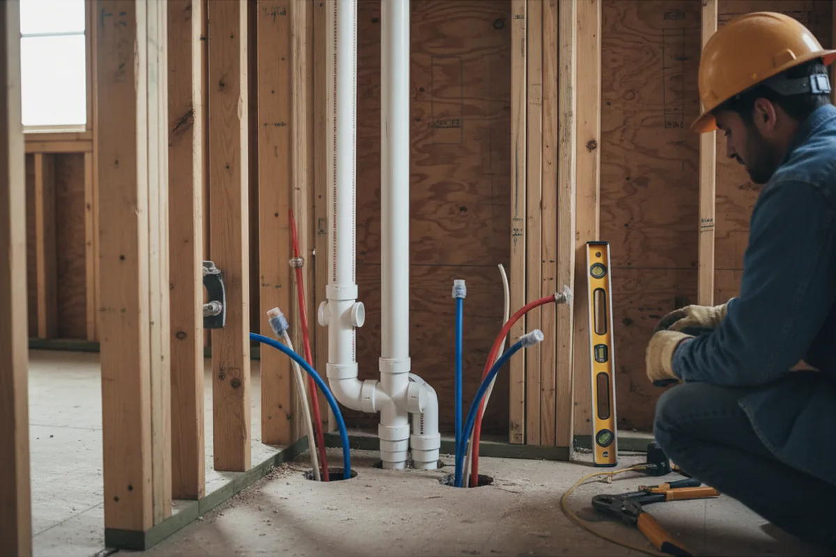 Drain and supply rough-in during Leak Detection in Nokomis